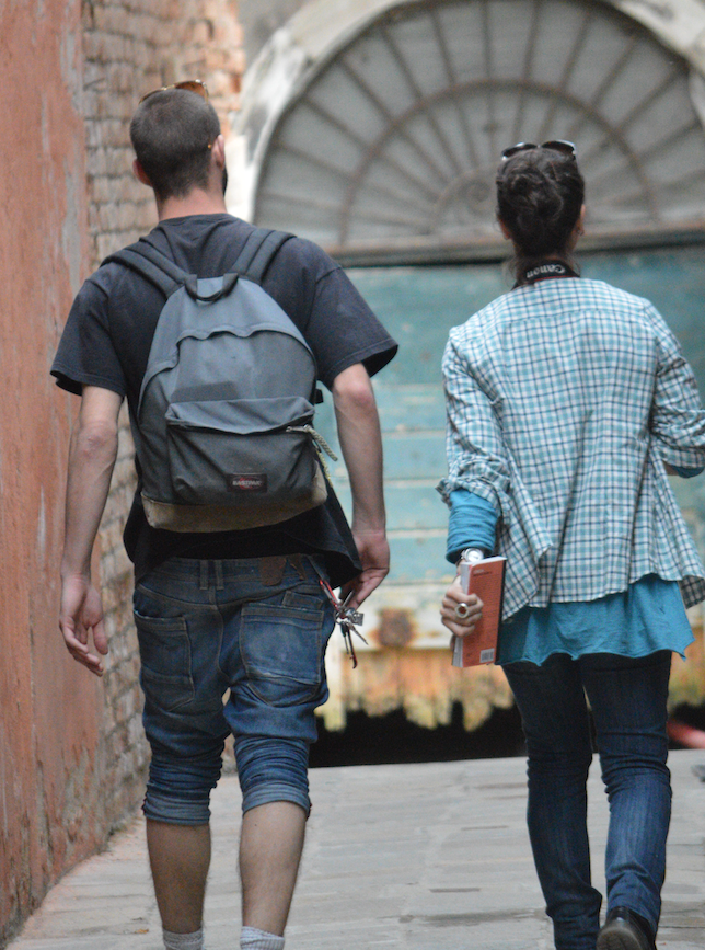A couple walking in Venice